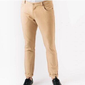 ZYIA khaki office chino pants stretch performance beige tan men's large